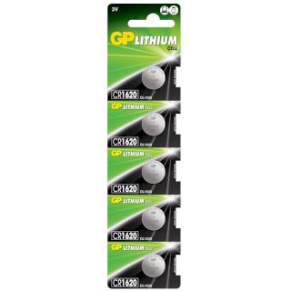 5 Piles Bouton CR1620 Lithium 3V 78mAh GP