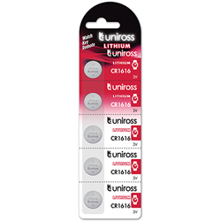 5 Piles Bouton CR1616 Lithium 3V 50mAh Uniross