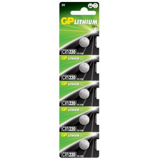 5 Piles Bouton CR1220 Lithium 3V 36mAh GP