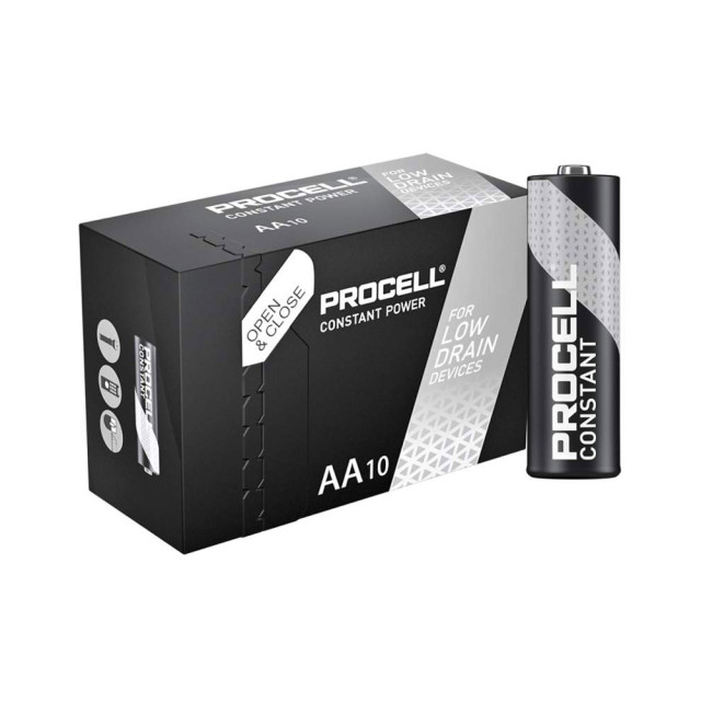 10 Piles Alcalines AA LR6 Constant 1.5V 3125mAh Duracell Procell