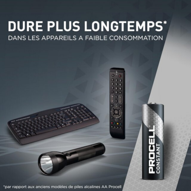 10 Piles Alcalines AA LR6 Constant 1.5V 3125mAh Duracell Procell