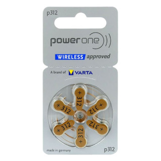 6 Piles Auditives 312 Zinc-Air 1.45V 180mAh PowerOne