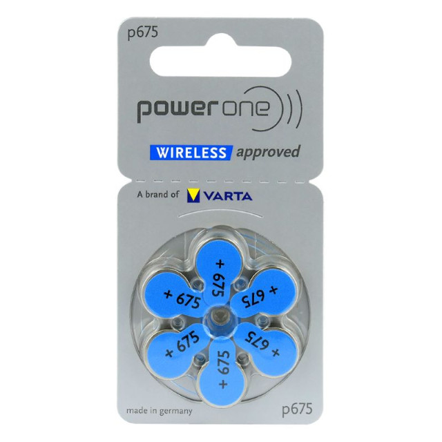 6 Piles Auditives 675 Zinc-Air 1.45V 650mAh PowerOne