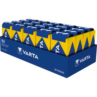 20 Piles 9V 6LR61 Alcalines Longlife Power MN1604 580mAh Varta