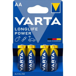 4 Piles LR6 AA Alcalines Longlife Power 1.5V 2970mAh VARTA
