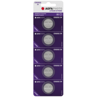 5 Piles Bouton CR2032 Lithium 3V 210mAh Agfa