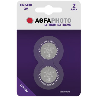 2 Piles Bouton CR2430 Lithium 3V 270mAh Agfa
