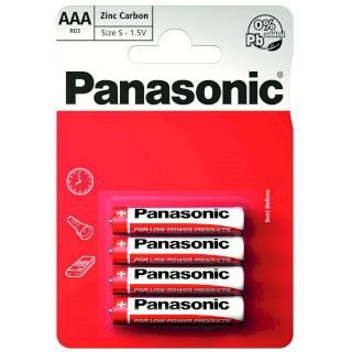 4 Piles Salines R03 AAA Zinc Carbone 1.5V Panasonic