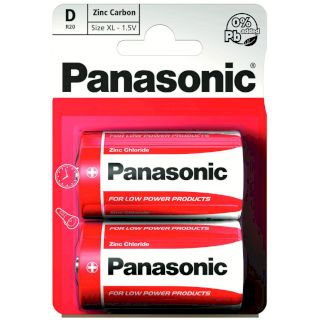 2 Piles D R20 Salines Zinc Carbone 1.5V Panasonic