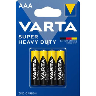4 Piles Salines LR03 AAA Super Heavy Duty 500mAh 1.5V Varta