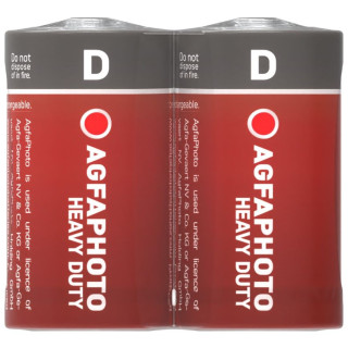 2 Piles D R20 Heavy Duty Shrink 1.5V 3600mAh Agfa