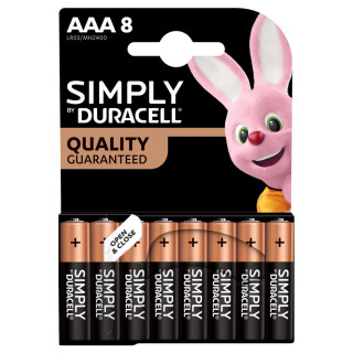 8 Piles AAA LR03 Alcalines Simply MN2400 1.5V Duracell