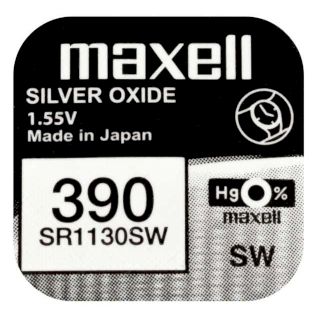 Pile 390 SR1130SW Oxyde d'Argent 1.55V 80mAh Maxell