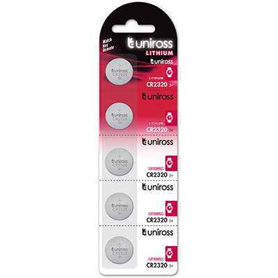 5 Piles Bouton CR2320 Lithium 3V 130mAh Uniross