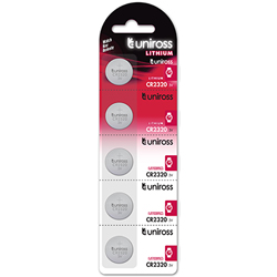 5 Piles Bouton CR2320 Lithium 3V 130mAh Uniross