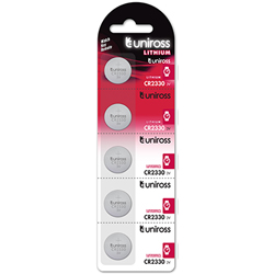 5 Piles Bouton CR2330 Lithium 3V 250mAh Uniross