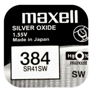 Pile 384 SR41SW Oxyde d'Argent 1.55V 45mAh Maxell