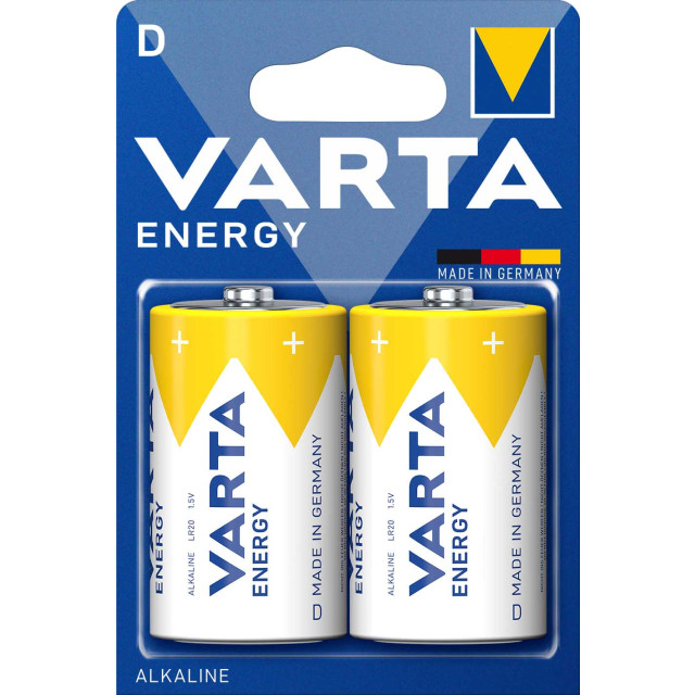 2 Piles Alcalines LR20 D Energy 16.5A 1.5V Varta