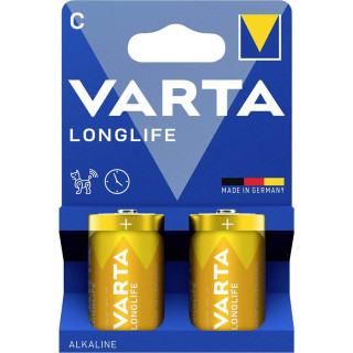 2 Piles C LR14 Alcalines Longlife 1.5V 7600mAh Varta