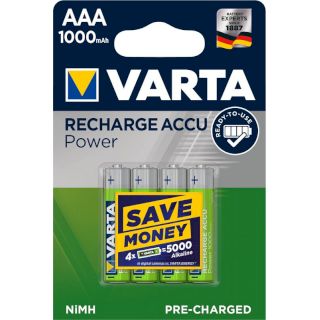 PILES RECHARGEABLES HR03 1.2V 1000mAh NiMH Recharge Accu Power BL4 VARTA