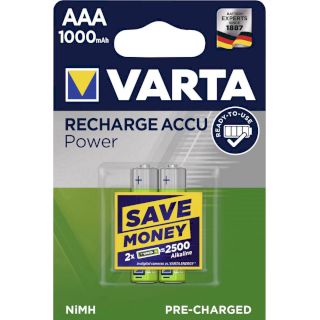 PILES RECHARGEABLES HR03 1.2V 1000mAh NiMH Recharge Accu Power BL2 VARTA
