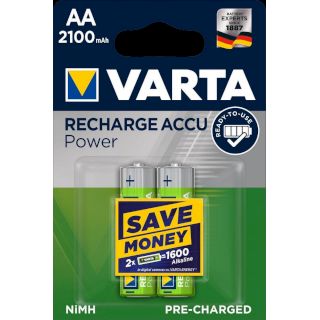 PILES AA RECHARGEABLES Accu Power HR6 NiMH 1.2V 2100mAh Ready to Use BL2 VARTA