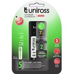 Chargeur Mini Avec 2 Piles AA 1000mAh Uniross