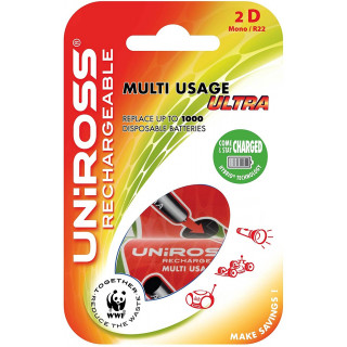 CONVERTISSEUR DE PILES AA->D + 2 PILES AA 2100mAh NiMH UNIROSS