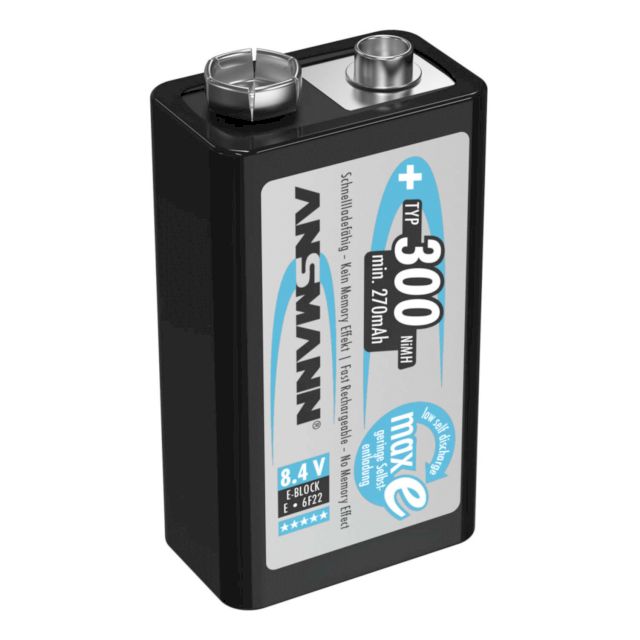 PILE RECHARGEABLE PRECHARGEE HR9V NiMH 8.4V 270mAh BL1 ANSMANN