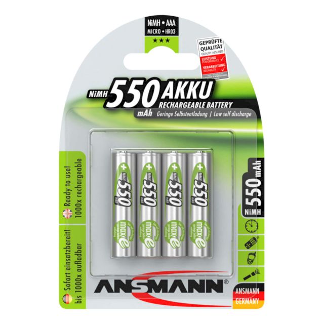 Piles Rechargeables HR03 NiMH AAA 1.2V 550mAh BL4 ANSMANN