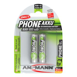 PILES RECHARGEABLES PRECHARGEES DECT NiMH AA HR6 1.2V 800mAh BL2 ANSMANN