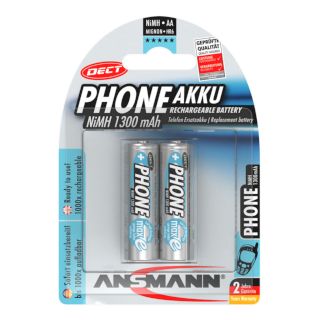 PILES RECHARGEABLES PRECHARGEES DECT NiMH AA HR6 1.2V 1300mAh BL2 ANSMANN