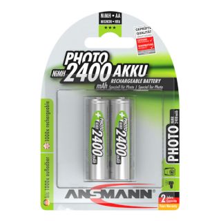 PILES RECHARGEABLES PRECHARGEES PHOTO NiMH AA HR6 1.2V 2400mAh BL2 ANSMANN