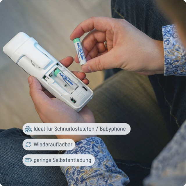 PILES RECHARGEABLES PRECHARGEES DECT NiMH AAA HR03 1.2V 800mAh x3 ANSMANN