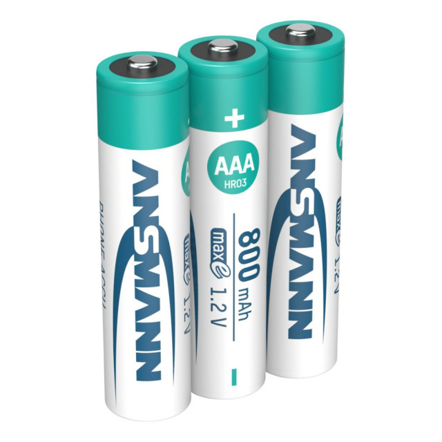 PILES RECHARGEABLES PRECHARGEES DECT NiMH AAA HR03 1.2V 800mAh x3 ANSMANN