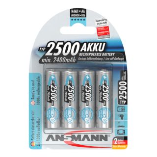 PILES RECHARGEABLES PRECHARGEES NiMH AA HR6 1.2V 2500mAh BL4 ANSMANN