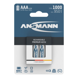 4 Piles Rechargeables Préchargées NiMH AAA HR03 1.2V 1000mAh Ansmann