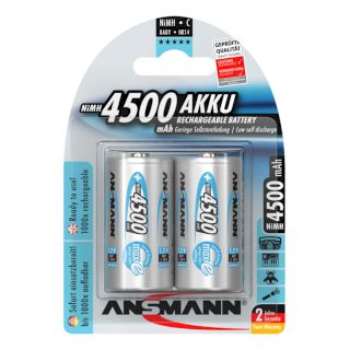 2 Piles Rechargeables HR14 C Préchargée NiMH 1.2V 4500mAh ANSMANN