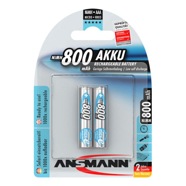 PILES RECHARGEABLES NiMH AAA HR03 1.2V 800mAh BL2 ANSMANN