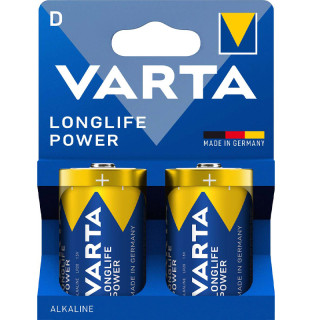 2 Piles LR20 D Alcalines Longlife Power 1.5V 16500mAh VARTA