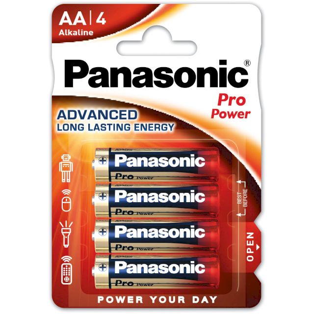 4 Piles LR6 AA Alcaline Pro Power 1.5V Panasonic