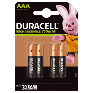 Piles rechargeables NiMH AAA HR03 1.2V 750mAh BL4 DURACELL