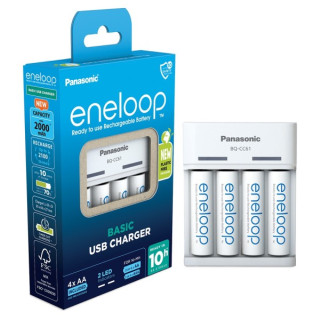 Chargeur BQCC61 Basic USB Charger + 4 Piles AA NiMH 2000mAh ENELOOP