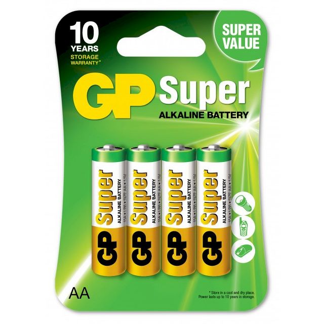 Piles LR6 AA super alcalines 1.5V BL4 GP