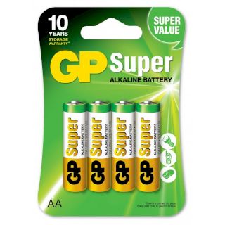 Piles LR6 AA super alcalines 1.5V BL4 GP