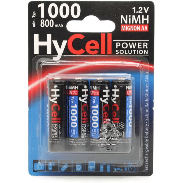 PILES RECHARGEABLES NiMH HyCell AA HR6 1.2V 1000mAh x4 ANSMANN