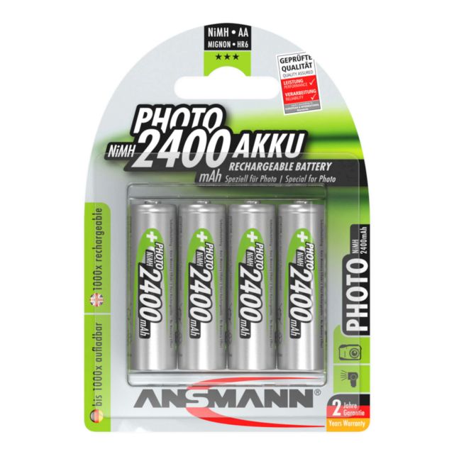 PILES RECHARGEABLES NiMH PHOTO AA HR6 1.2V 2400mAh BL4 ANSMANN
