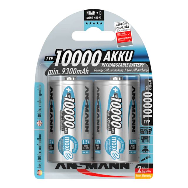 PILES HR20 RECHARGEABLES D NiMH 1.2V 9300mAh BL2 ANSMANN