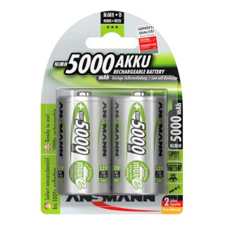Piles HR20 rechargeables préchargées D NiMH 1.2V 5000mAh BL2 ANSMANN