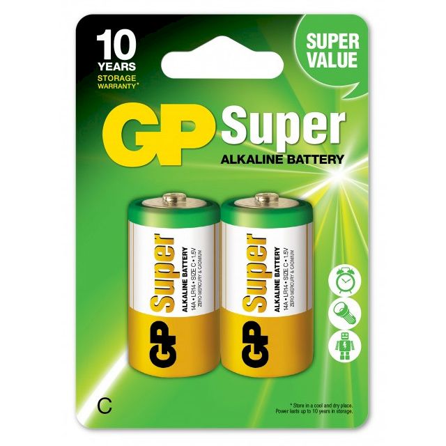 2 Piles C LR14 Super Alcalines 1.5V GP
